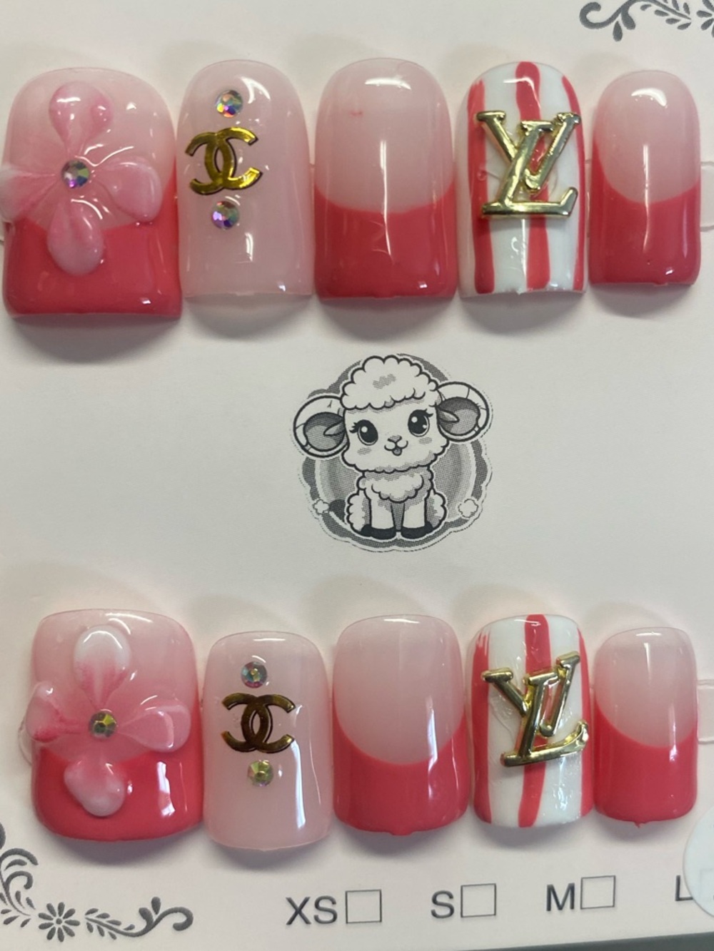 Designer-Inspired Pink Ombre Press-On Nail Set set of magnetic eye lashes